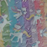 Szivárvány póni mintás sötétben világító puha plüss takaró, pléd 100x150cm