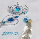 Jégvarázs szoknya, copf, tiara és varázspálca szett 