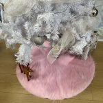 Karácsonyfatalp takaró, karácsonyfa szoknya , rózsaszín szőrme , műszőrme 90cm