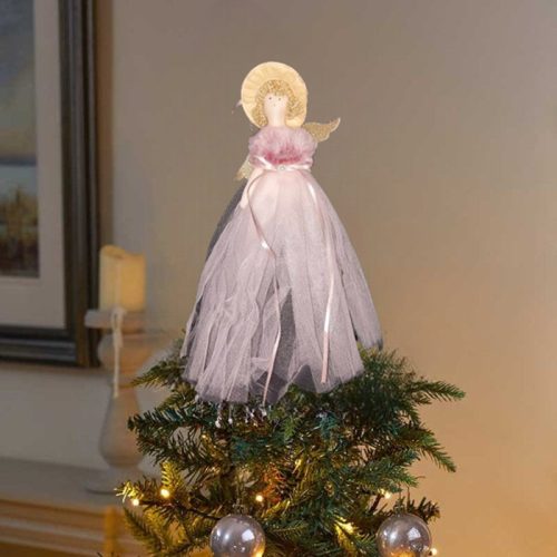 Karácsonyfa csúcsdísz, elegáns angyal 