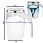Mágneses önkeverős bögre beépített akkumulátorral, fedéllel, dupla falú, 380 ml