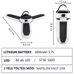 2in1 Napelemes háromágú LED lámpa + powerbank 