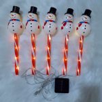 Világító hóemberek, napelemes kerti karácsonyi dekoráció