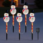 Világító hóemberek, napelemes kerti karácsonyi dekoráció