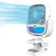 Asztali ventilátor párásítóval, RGB fényekkel, csiptetővel, 360°-ban forgatható fejjel
