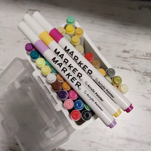 48db-os vékony Akril filc készlet, kőre, textilre, fára, üvegre