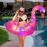 Világító úszógumi, színes LED hattyú , flamingó 120 cm