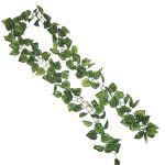 Girland mesterséges csíkos levelekkel, műleveles, láncos díszfüzér