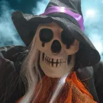 Felakasztható koponya, boszorkány, szellem halloween dekoráció 80cm