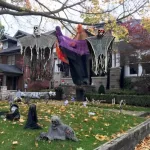 Felakasztható koponya, boszorkány, szellem halloween dekoráció 80cm