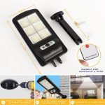 Napelemes, mozgásérzékelős kültéri fali LED világítás távirányítóval (W755-4)