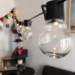 Napelemes gömb kerti LED fényfüzér, meleg fehér, 20 db izzóval