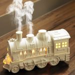 Vonat alakú aromadiffúzor, vintage gőzmozdony párásító hangulatfényekkel, távirányítóval
