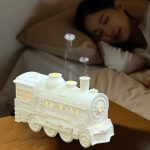 Vonat alakú aromadiffúzor, vintage gőzmozdony párásító hangulatfényekkel, távirányítóval