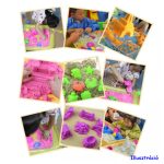 Felfújható homokozó tálca varázshomokkal, homokgyurma formákkal + ajándék homok 