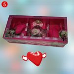 Szappanrózsák díszdobozban, világító üvegcsével