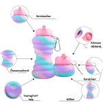 Összecsukható, szilikon, fánk kulacs 600ml 