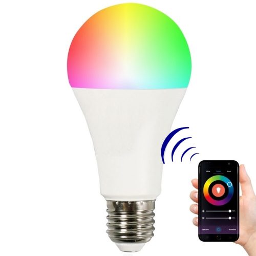 Wifis LED lámpa, dimmelhető RGB+CCT okos égő, E27, TUYA vezérlésű 10 W