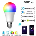 Wifis LED lámpa, dimmelhető RGB+CCT okos égő, E27, TUYA vezérlésű 10 W
