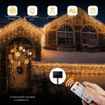 Napelemes, kültéri dekor fényfüzér, 200 micro LED-es, távirányítóval, 20 méter