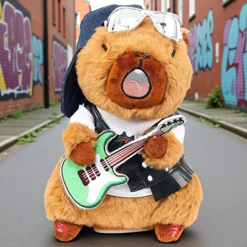 Rocker Capybara, gitáros plüss, hangutánzó és zenélő  