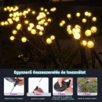 Napelemes kerti LED lámpa, gömb fejű, 6 ágú díszvilágítás, 2 db