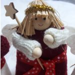 Népies, kézzel készült Angyalok, karácsonyfadísz