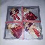 Népies, kézzel készült Angyalok, karácsonyfadísz