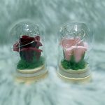 Örök rózsa üvegbúrában, LED világítással 10cm