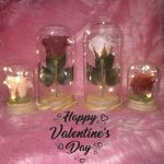 Örök rózsa üvegbúrában, LED világítással 10cm