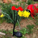 Napelemes kerti LED lámpa, 6 ágú díszvilágítás, világító virág vagy csillag fejjel, 2 db