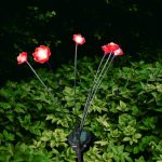 Napelemes kerti LED lámpa, 6 ágú díszvilágítás, világító virág vagy csillag fejjel, 2 db
