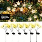 Napelemes kerti LED lámpa, 6 ágú díszvilágítás, világító virág vagy csillag fejjel, 2 db