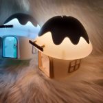 Gomba alakú éjjeli lámpa Labubu figurával , led usb