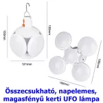 Összecsukható napelemes, LED kerti UFO lámpa, labda formájú