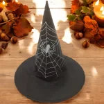 Pókháló mintás boszorkány , varázsló  kalap, süveg Halloween -re 