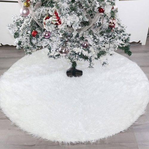 Karácsonyfatalp takaró, karácsonyfa szoknya , hófehér szőrme 60cm