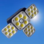 Szuper fényes 4 ágú kültéri napelemes, mozgásérzékelős lámpa 180 COB