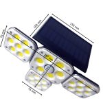 Szuper fényes 4 ágú kültéri napelemes, mozgásérzékelős lámpa 180 COB