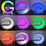 G63 mini RGB LED lámpa ébresztőórával,  Bluetooth zenelejátszó, vezeték nélküli telefontöltő