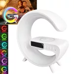 G63 mini RGB LED lámpa ébresztőórával,  Bluetooth zenelejátszó, vezeték nélküli telefontöltő