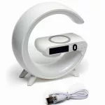 G63 mini RGB LED lámpa ébresztőórával,  Bluetooth zenelejátszó, vezeték nélküli telefontöltő