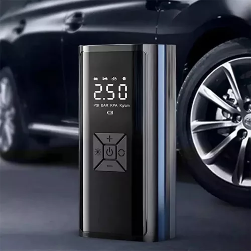 Hordozható digitális autós kompresszor és powerbank LED fénnyel