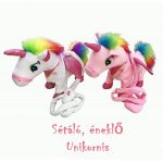 Sétáló, éneklő plüss unikornis, gyeplő irányítással 