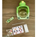 Maci formájú gyerek kulacs, matricákkal, nyakpánttal, 1 literes 