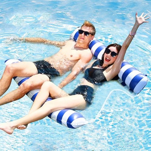 DUPLA vízben lebegő, csíkos függőágy, hálós matrac 