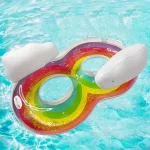 Dupla, kétszemélyes, csillámos, felfújható rainbow úszógumi , fotel 