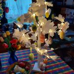 Világító, LED fa, tojásfa, dekoráció, juhar, 58cm