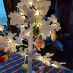 Világító, LED fa, tojásfa, dekoráció, juhar, 58cm