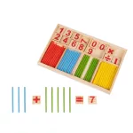 Montessori fa számoló doboz színes pálcákkal, számokkal